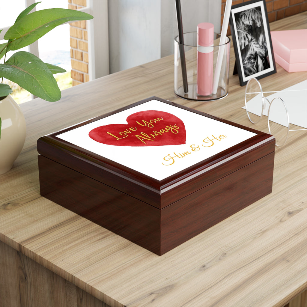 Elegant Love Box - 'Love You Always' Design for Him & Her (Your & Their Name)