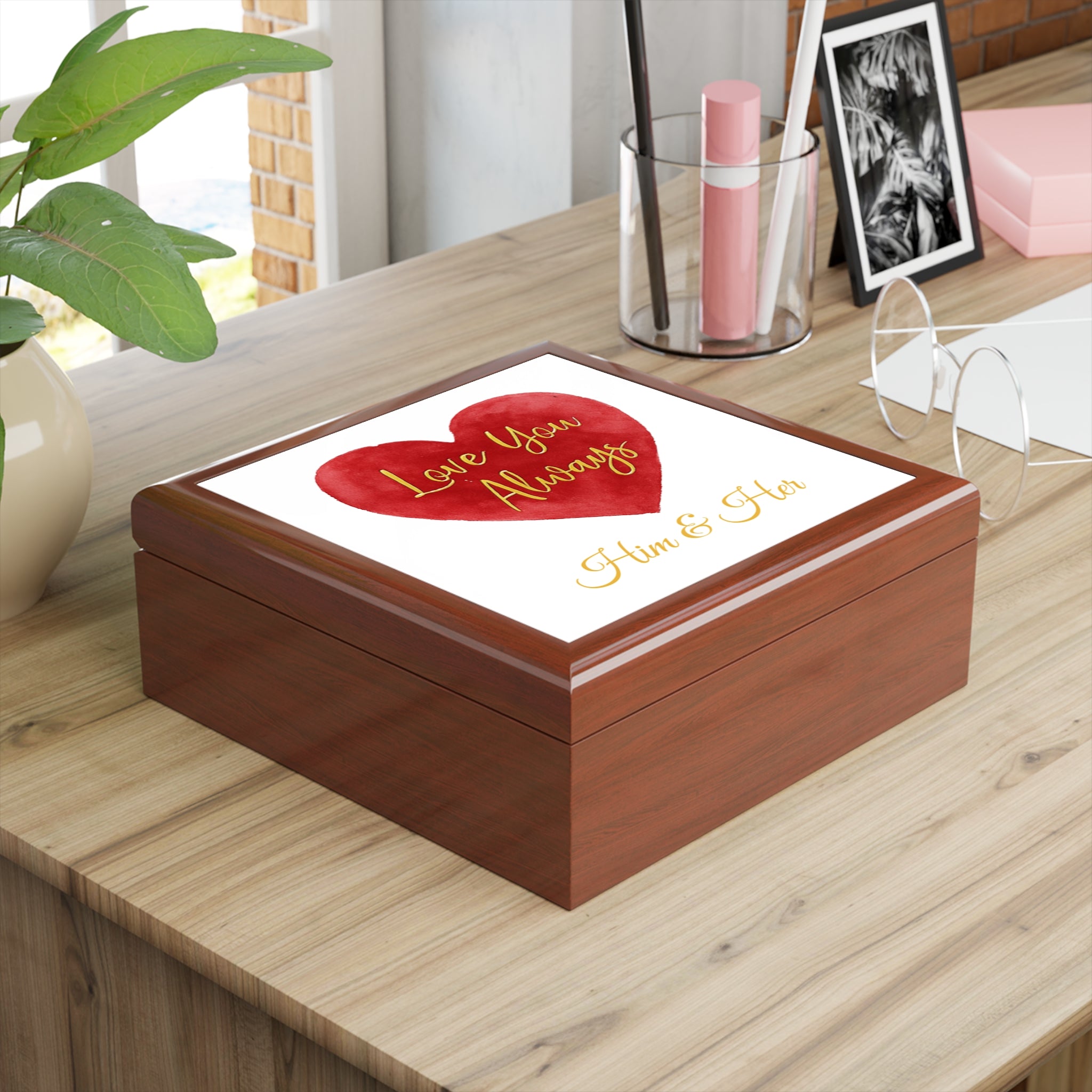 Elegant Love Box - 'Love You Always' Design for Him & Her (Your & Their Name)