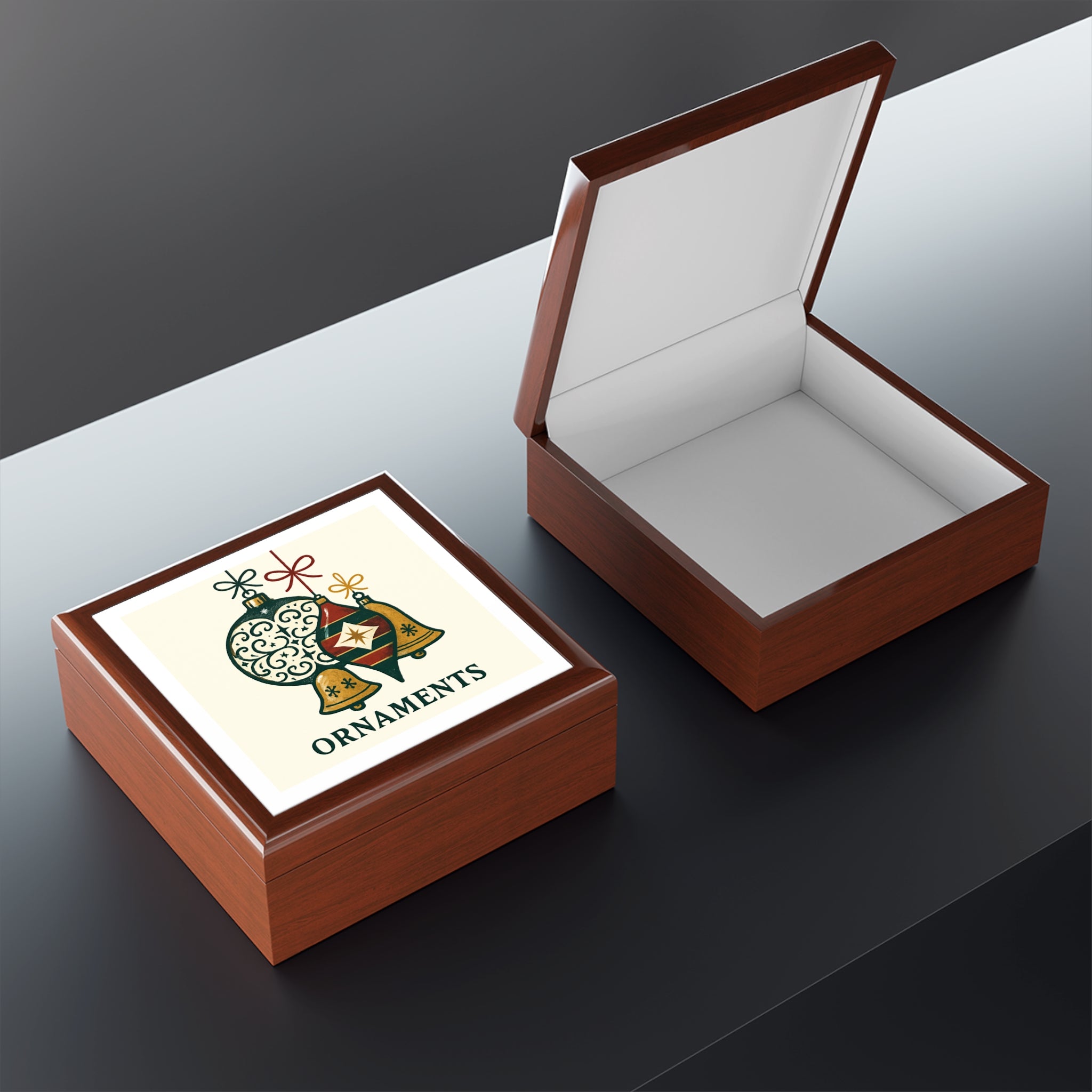 Elegant Holiday Box with Ornament Design