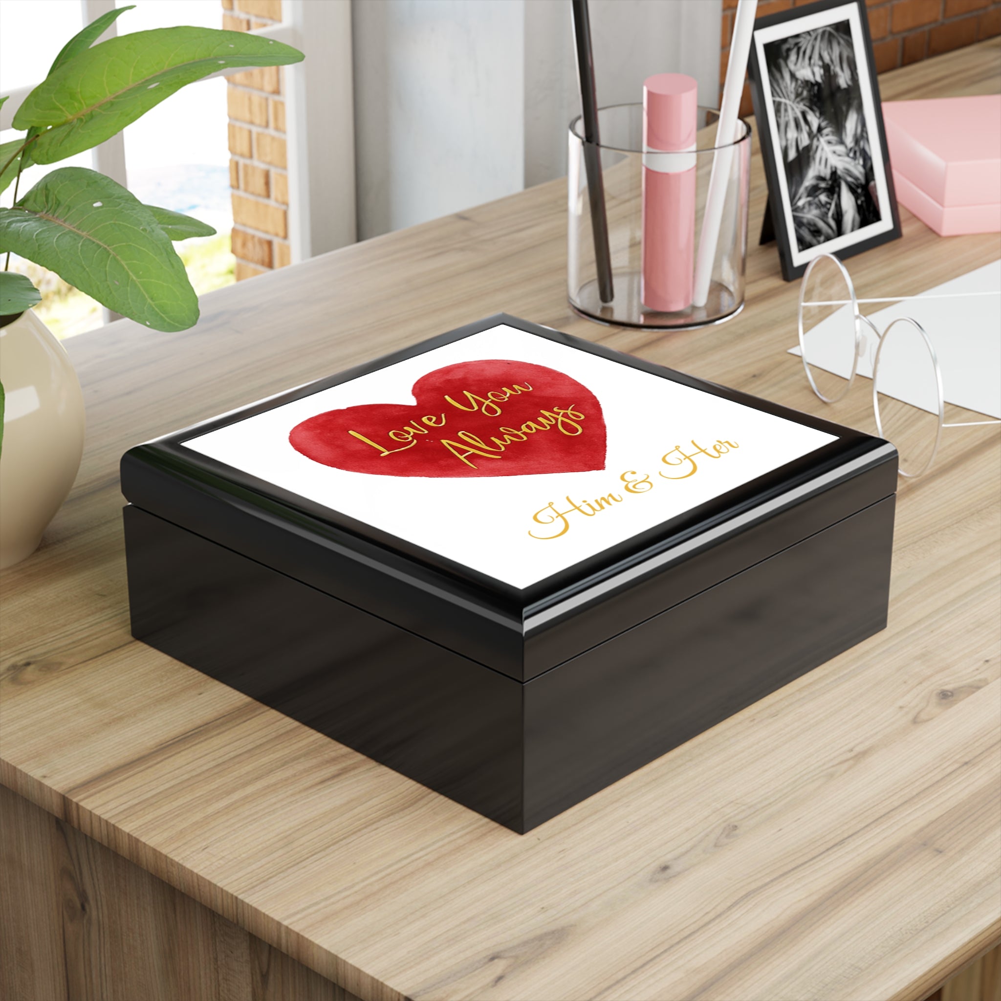 Elegant Love Box - 'Love You Always' Design for Him & Her (Your & Their Name)