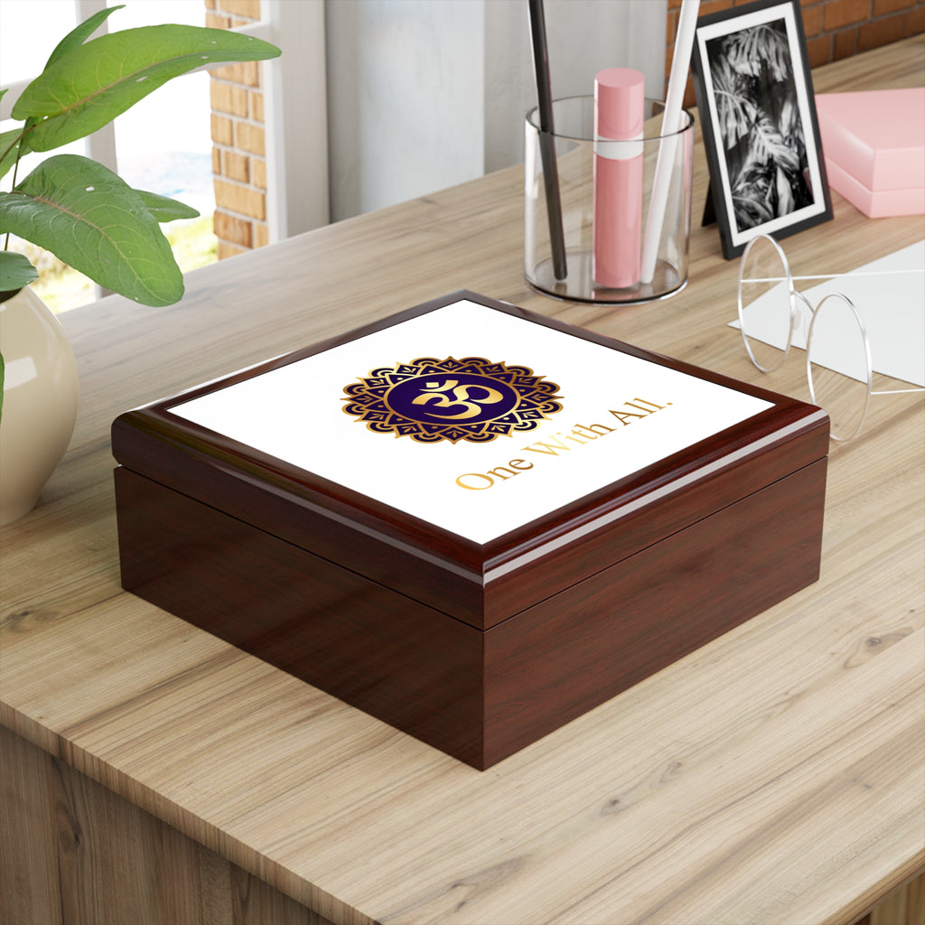 Elegant OM Box with Inspirational Quote - One With All
