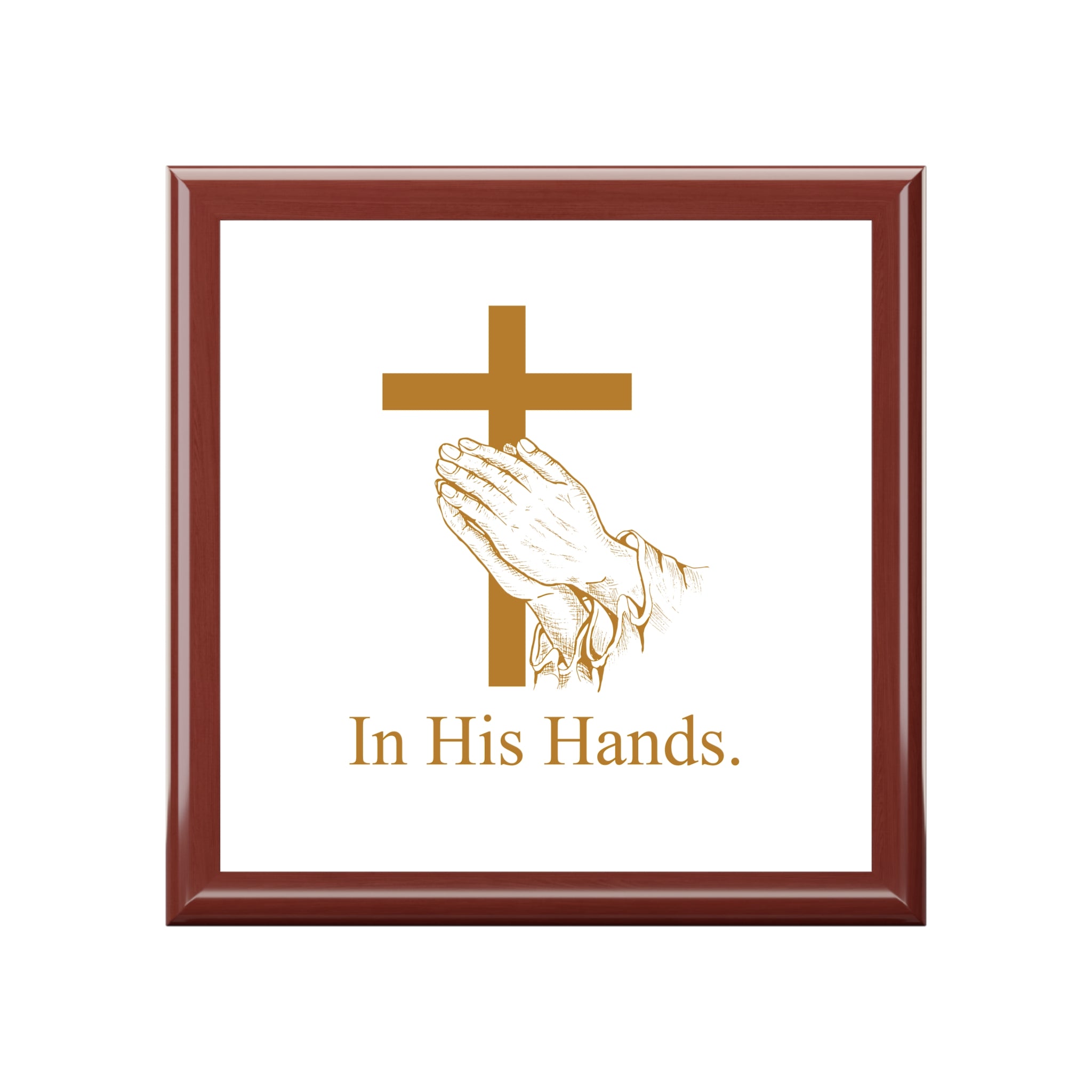 Christian Box, Faith Keepsake, Religious Gift, Prayer Storage, Cross Design, In His Hands