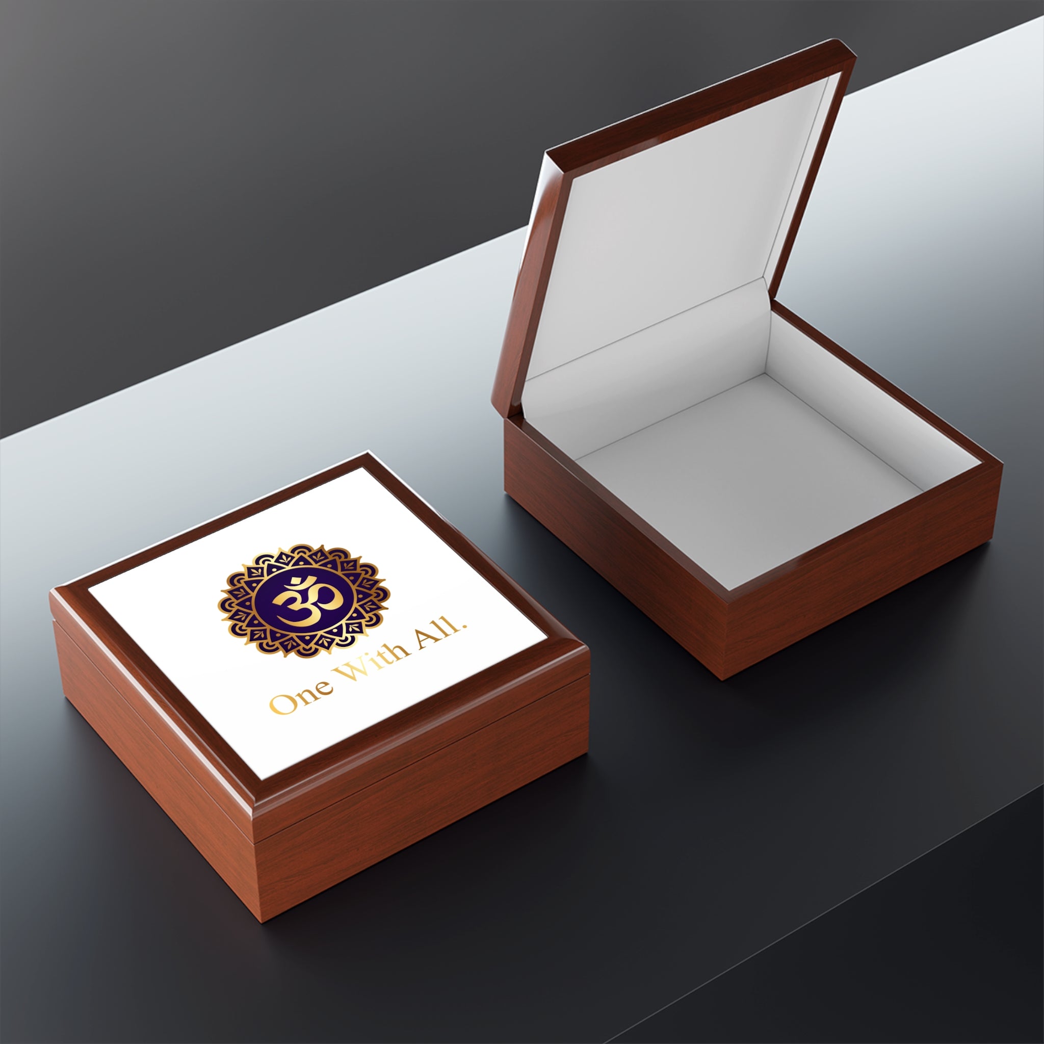 Elegant OM Box with Inspirational Quote - One With All