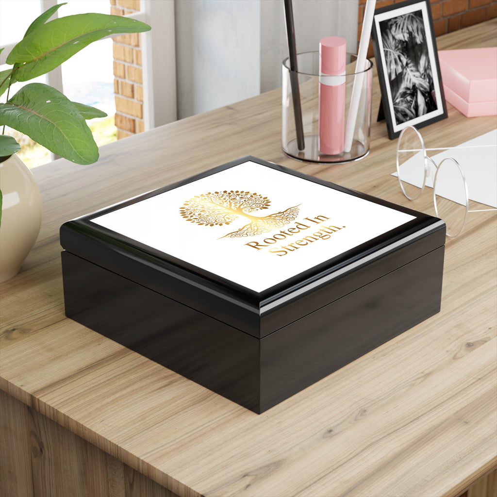 Elegant Box with 'Rooted In Strength' Design