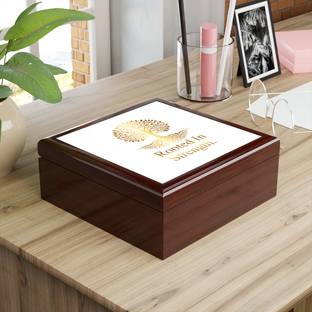 Elegant Box with 'Rooted In Strength' Design