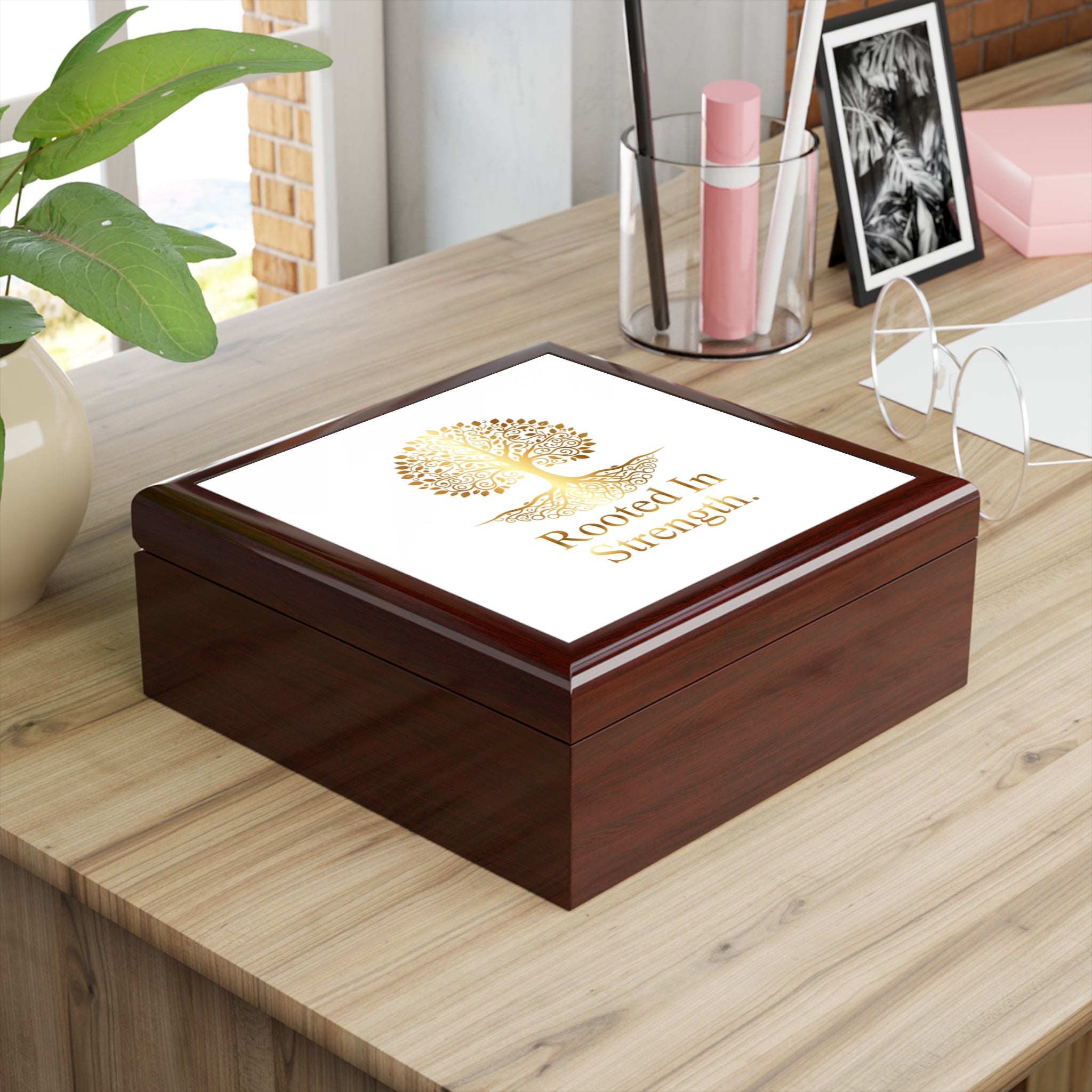 Elegant Box with 'Rooted In Strength' Design