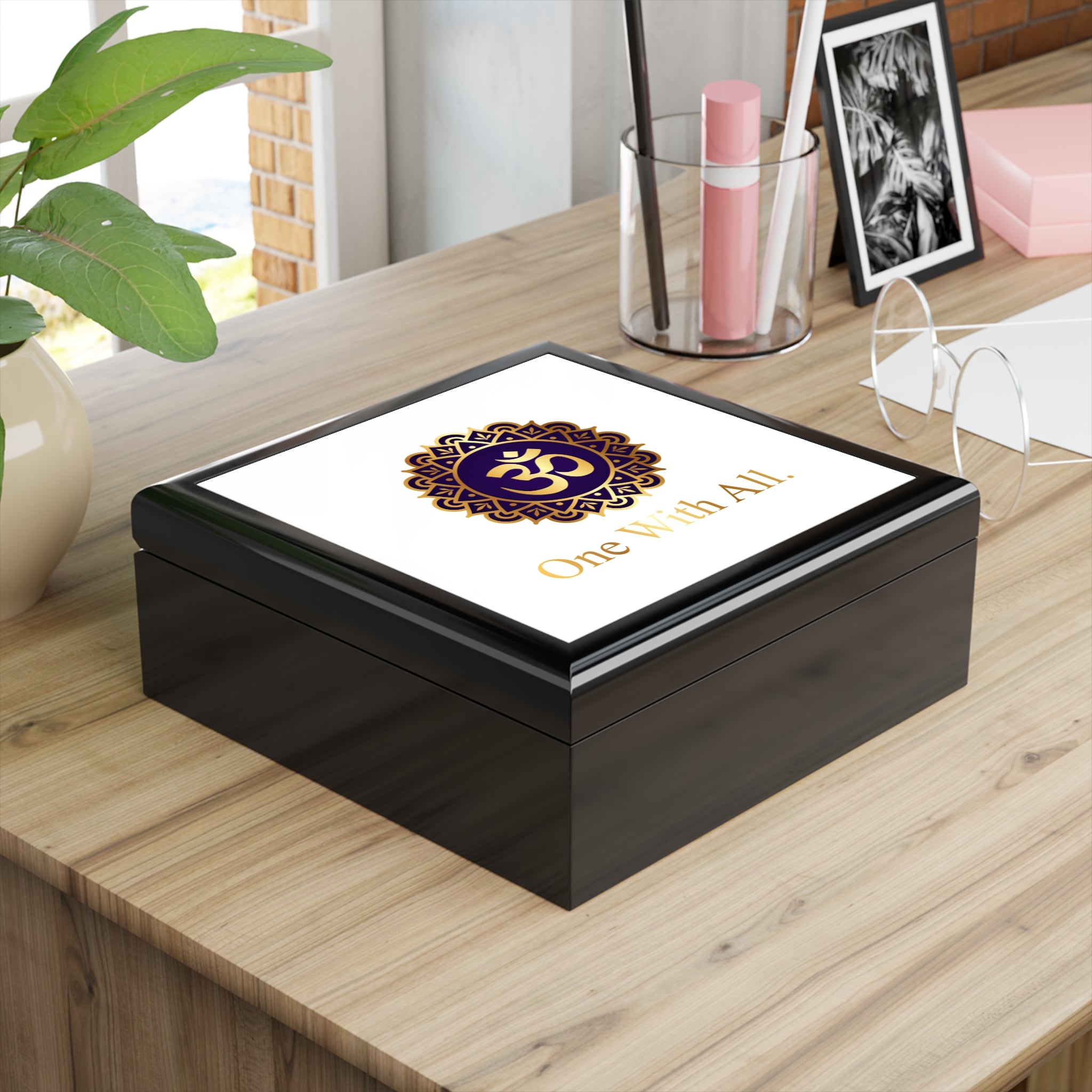 Elegant OM Box with Inspirational Quote - One With All