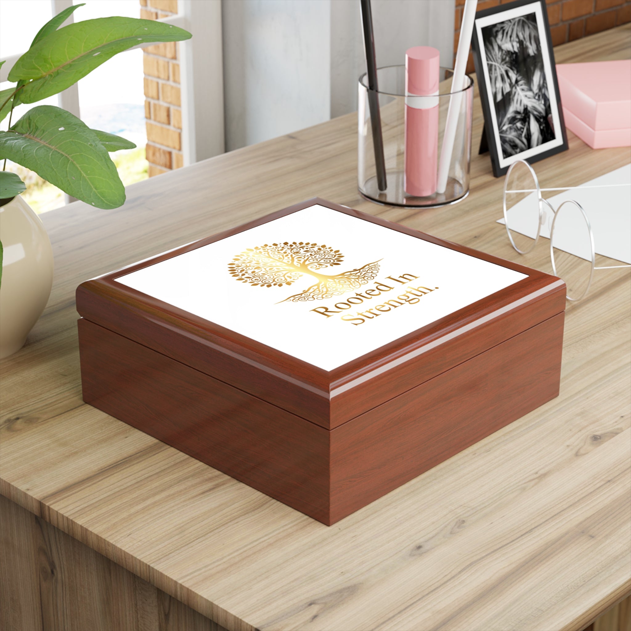 Elegant Box with 'Rooted In Strength' Design