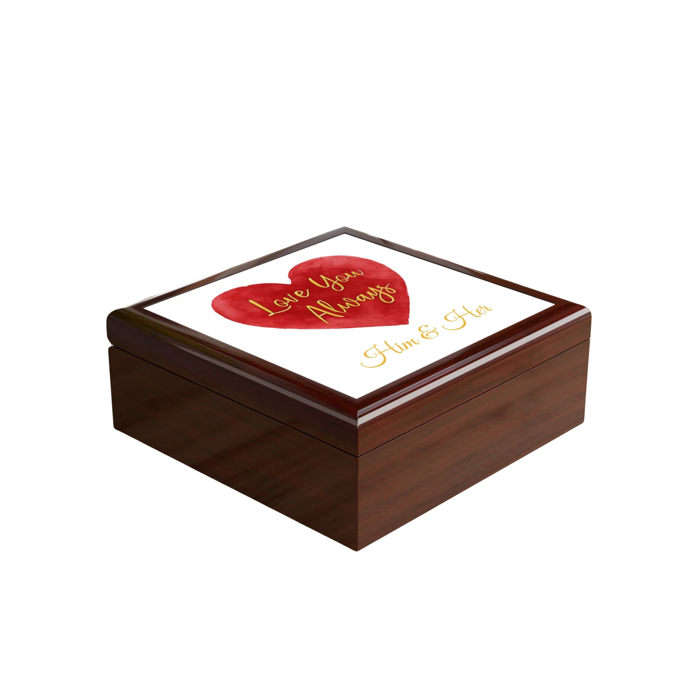 Elegant Love Box - 'Love You Always' Design for Him & Her (Your & Their Name)